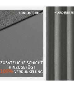 Zasłony Zaciemniające Imitacja lnu Termiczne 132x210 cm 2 Sztuki Szare