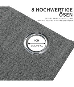 Zasłony Zaciemniające Imitacja lnu Termiczne 132x210 cm 2 Sztuki Szare