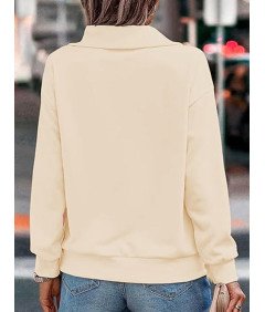 KEBORUILA Damska Bluza Bez Kaptura Elegancka Wysoki Kołnierz Biała XL