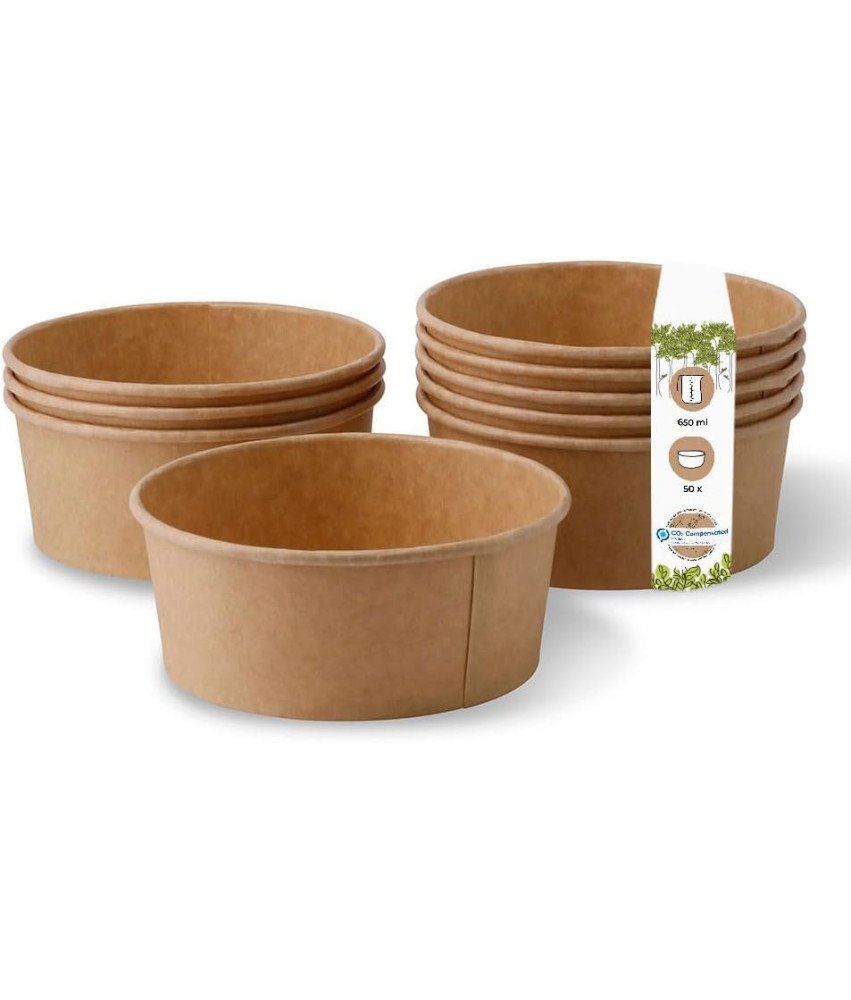 Miska Kartonowa Kompostowalna 650 ml Brązowa do Zupy Sałatki 50 Sztuk