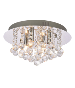 Lampa Sufitowa Wisząca z Kryształami Żyrandol Plafon Chrom Glamour x4 LED