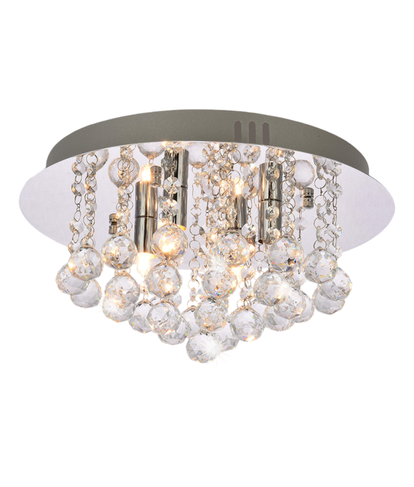 Lampa Sufitowa Wisząca z Kryształami Żyrandol Plafon Chrom Glamour x4 LED