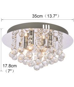 Lampa Sufitowa Wisząca z Kryształami Żyrandol Plafon Chrom Glamour x4 LED
