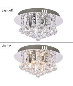 Lampa Sufitowa Wisząca z Kryształami Żyrandol Plafon Chrom Glamour x4 LED