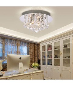 Lampa Sufitowa Wisząca z Kryształami Żyrandol Plafon Chrom Glamour x4 LED