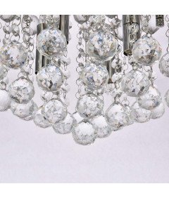 Lampa Sufitowa Wisząca z Kryształami Żyrandol Plafon Chrom Glamour x4 LED