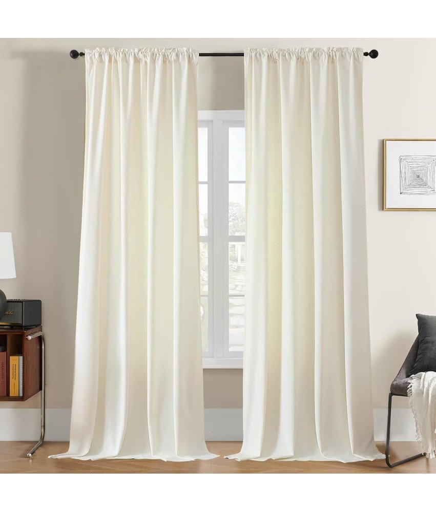 Zasłony Zaciemniające Termiczne 2 sztuki 132x225cm Biała Kość Słoniowa