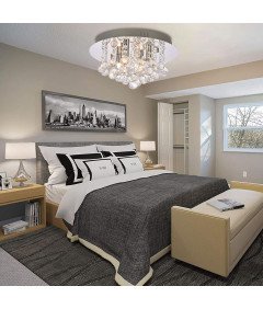 Lampa Sufitowa Wisząca z Kryształami Żyrandol Plafon Chrom Glamour x4 LED