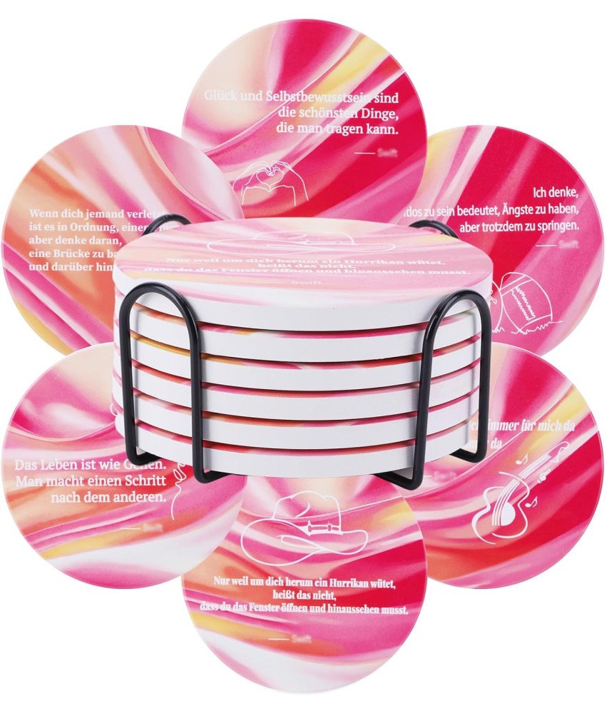 BLOOOK Zestaw Ceramicznych Podkładek Pod Kubek z Motywem Talor Swift