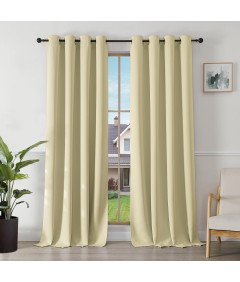 Zasłony Zaciemniające Termiczne 2 sztuki Beżowe 245x140 cm z Przelotkami