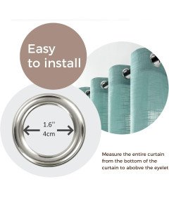 Zasłona Tiulowa Wygląd Lnu Półprzezroczysta Przelotki 175x140 cm Zielona