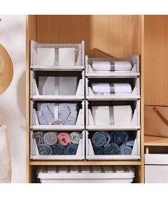 Organizery do Szafy Kosze Szuflady Składane Pudełka Zestaw 8 Sztuk Białe