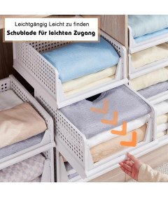 Organizery do Szafy Kosze Szuflady Wysuwane Składane Zestaw 3 Sztuk Białe