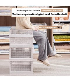 Organizery do Szafy Kosze Szuflady Wysuwane Składane Zestaw 3 Sztuk Białe