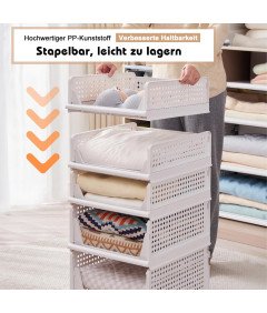 Organizery do Szafy Kosze Szuflady Wysuwane Składane Zestaw 3 Sztuk Białe