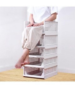 Organizery do Szafy Kosze Szuflady Wysuwane Składane Zestaw 3 Sztuk Białe