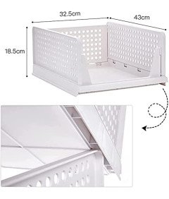 Organizery do Szafy Kosze Szuflady Wysuwane Składane Zestaw 3 Sztuk Białe