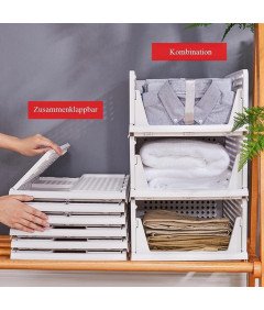 Organizery do Szafy Kosze Szuflady Wysuwane Składane Zestaw 3 Sztuk Białe