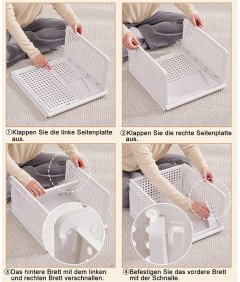 Organizery do Szafy Kosze Szuflady Wysuwane Składane Zestaw 3 Sztuk Białe