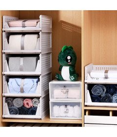 Organizery do Szafy Kosze Szuflady Wysuwane Składane Zestaw 3 Sztuk Białe