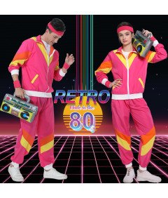 Strój Kostium Przebranie Retro Lata 80 Akcesoria Dres Treningowy XXL