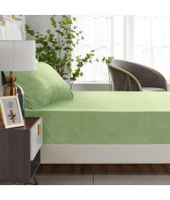 Prześcieradło Zimowe z Aksamitu z Gumką 180x200 cm Zielone Ciepłe Przytulne