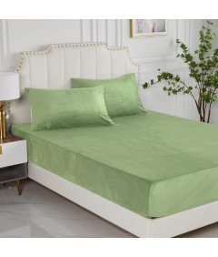 Prześcieradło z Gumką Frotte 140x200 cm Zielone Ciepłe Elastyczne