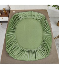 Prześcieradło z Gumką Frotte 140x200 cm Zielone Ciepłe Elastyczne