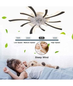 Wentylator Sufitowy z Oświetleniem LED 52 W Czarny 6 Trybów Ultracichy