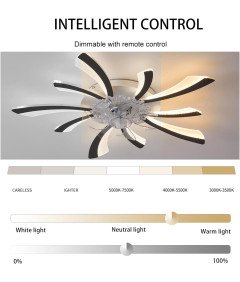 Wentylator Sufitowy z Oświetleniem LED 52 W Czarny 6 Trybów Ultracichy