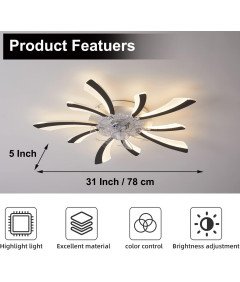 Wentylator Sufitowy z Oświetleniem LED 52 W Czarny 6 Trybów Ultracichy