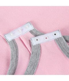 Body Damskie Długi Rękaw Dekolt w Serek Różowo Szare Elastyczne M