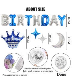 Zestaw Balonów na 60 Urodziny Niebiesko Srebrne Balony Foliowe XXL