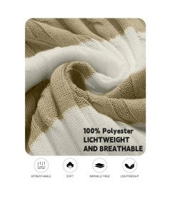 HYPESTFIT Męska Koszulka Polo z Krótkim Rękawem w Paski Elegancka Beżowa XL