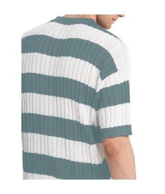 HYPESTFIT Męska Koszulka Polo z Krótkim Rękawem w Paski Elegancka Zielona M