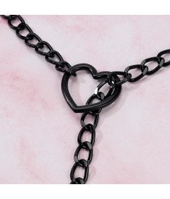 Damski Naszyjnik Punkowy z Sercem Gotycki Choker Punk Y2K Czarny 80 cm