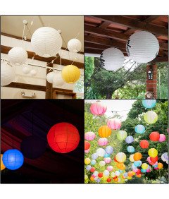 Zestaw 6 Okrągłych Składanych Wiszących Lampionów na Imprezę Festiwal