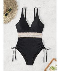 Strój Kąpielowy Damski Jednoczęściowy z Wysokim Stanem Wyszczuplający M