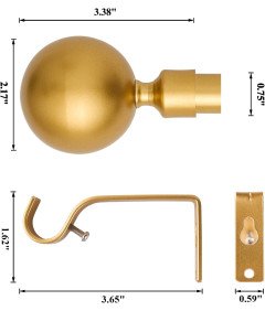 Złoty Karnisz z Kulką Regulowany Metalowy 76 cm do 132 cm do Zasłon