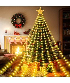 Lampki Choinkowe z Gwiazdą LED 3,5 m 8 Girland 298 Diod Ciepłe Światło