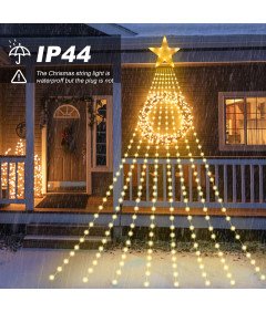 Lampki Choinkowe z Gwiazdą LED 3,5 m 8 Girland 298 Diod Ciepłe Światło