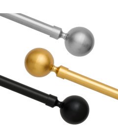 Czarny Karnisz z Kulką Regulowany od 76 cm do 200 cm Metalowy do Zasłony