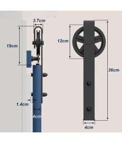 Skysen System do Drzwi Przesuwnych Okucia Stal Węglowa Czarny 228 cm