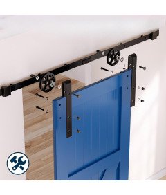 Skysen System do Drzwi Przesuwnych Okucia Stal Węglowa Czarny 228 cm