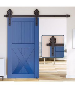 Skysen System do Drzwi Przesuwnych Okucia Stal Węglowa Czarny 228 cm