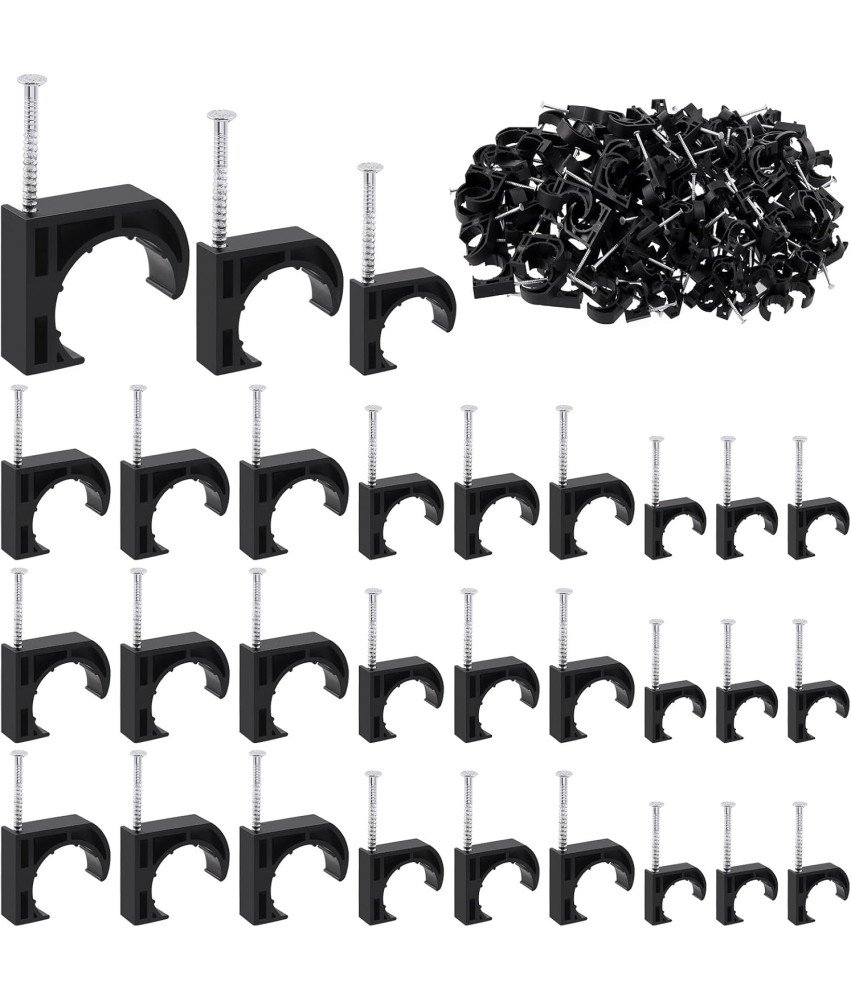 50 Sztuk Półzacisków Typu J z Gwoździem do Rur PEX Czarne Mocowanie Rur