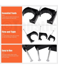 50 Sztuk Półzacisków Typu J z Gwoździem do Rur PEX Czarne Mocowanie Rur