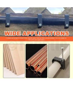 50 Sztuk Półzacisków Typu J z Gwoździem do Rur PEX Czarne Mocowanie Rur