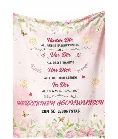 Kocyk Urodzinowy na 60 Urodziny dla Kobiet Idealny na Prezent 130x150 cm