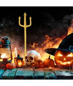 Złoty Trójząb Akcesoria na Halloween Cosplay Diabeł Posejdon Neptun 123 cm